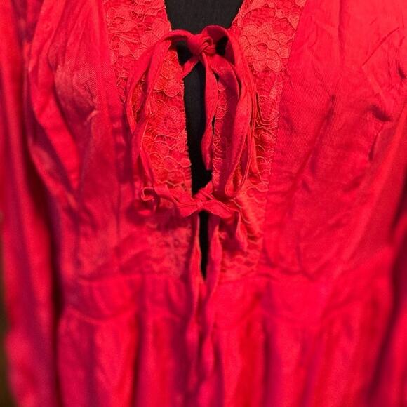 SBetro Red Plus Size Boho Maxi Dress – Long Sleeve, Size 3X - Picture 9 of 9